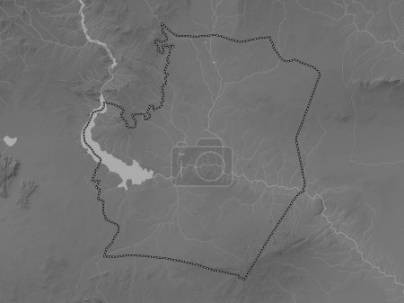 Foto de Ar Raqqah, provincia de Siria. Mapa de elevación a escala de grises con lagos y ríos - Imagen libre de derechos