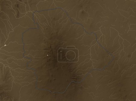 Foto de As Suwayda', province of Syria. Elevation map colored in sepia tones with lakes and rivers - Imagen libre de derechos