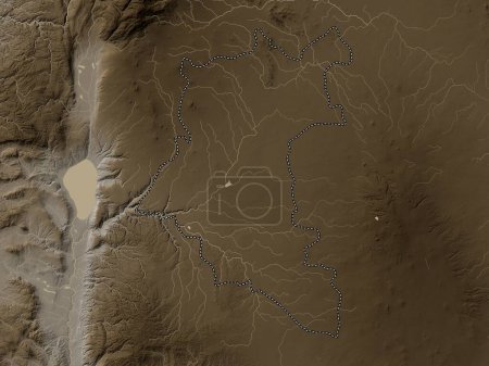 Téléchargez les photos : Dar`a, province of Syria. Elevation map colored in sepia tones with lakes and rivers - en image libre de droit