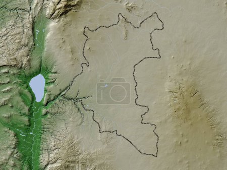 Téléchargez les photos : Dar`a, province of Syria. Elevation map colored in wiki style with lakes and rivers - en image libre de droit
