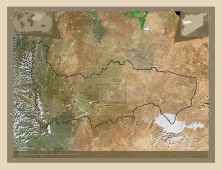 Téléchargez les photos : Hamah, province of Syria. High resolution satellite map. Corner auxiliary location maps - en image libre de droit