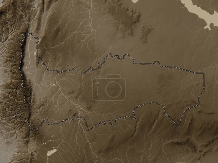 Photo for Hamah, province of Syria. Elevation map colored in sepia tones with lakes and rivers - Royalty Free Image