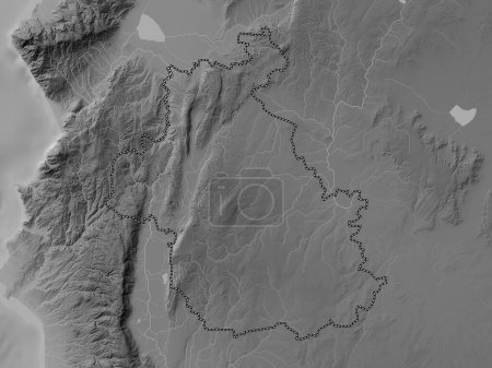 Photo for Idlib, province of Syria. Grayscale elevation map with lakes and rivers - Royalty Free Image