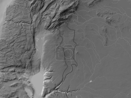 Téléchargez les photos : Quneitra, province de Syrie. Carte d'altitude en niveaux de gris avec lacs et rivières - en image libre de droit