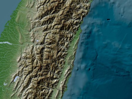 Photo for Hualien, county of Taiwan. Elevation map colored in wiki style with lakes and rivers - Royalty Free Image