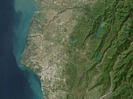 Téléchargez les photos : Tainan, special municipality of Taiwan. Low resolution satellite map - en image libre de droit
