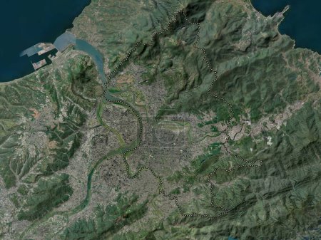 Téléchargez les photos : Taipei, special municipality of Taiwan. High resolution satellite map - en image libre de droit