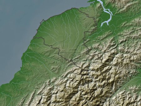 Photo for Taoyuan, special municipality of Taiwan. Elevation map colored in wiki style with lakes and rivers - Royalty Free Image