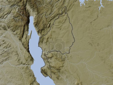 Photo for Kigoma, region of Tanzania. Elevation map colored in wiki style with lakes and rivers - Royalty Free Image
