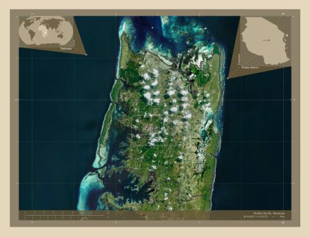 Photo for Pemba North, region of Tanzania. High resolution satellite map. Locations and names of major cities of the region. Corner auxiliary location maps - Royalty Free Image