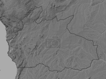 Téléchargez les photos : Ruvuma, region of Tanzania. Bilevel elevation map with lakes and rivers - en image libre de droit