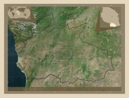 Téléchargez les photos : Ruvuma, region of Tanzania. High resolution satellite map. Corner auxiliary location maps - en image libre de droit