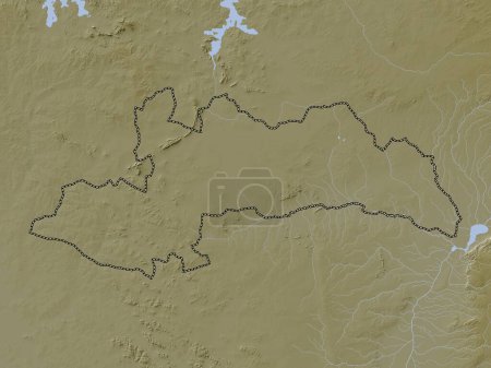 Photo for Shinyanga, region of Tanzania. Elevation map colored in wiki style with lakes and rivers - Royalty Free Image