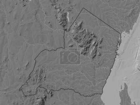 Photo for Tanga, region of Tanzania. Bilevel elevation map with lakes and rivers - Royalty Free Image