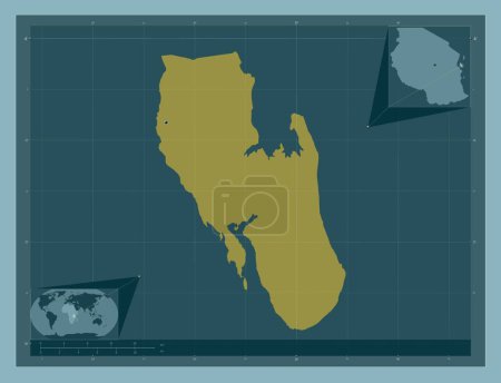 Téléchargez les photos : Zanzibar South and Central, region of Tanzania. Solid color shape. Corner auxiliary location maps - en image libre de droit