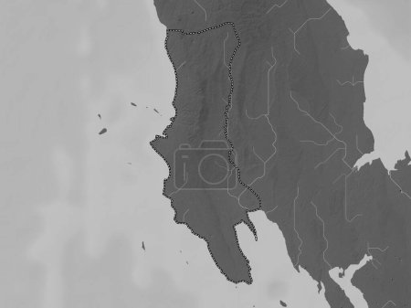 Foto de Zanzibar West, region of Tanzania. Grayscale elevation map with lakes and rivers - Imagen libre de derechos