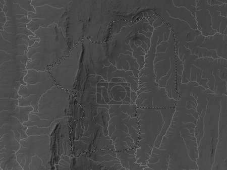 Téléchargez les photos : Centrale, region of Togo. Grayscale elevation map with lakes and rivers - en image libre de droit