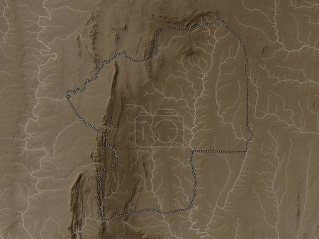 Téléchargez les photos : Centrale, region of Togo. Elevation map colored in sepia tones with lakes and rivers - en image libre de droit