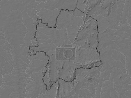 Foto de Kara, región de Togo. Mapa de elevación de Bilevel con lagos y ríos - Imagen libre de derechos