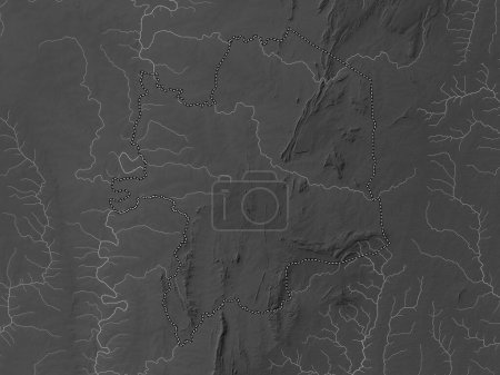 Foto de Kara, región de Togo. Mapa de elevación a escala de grises con lagos y ríos - Imagen libre de derechos
