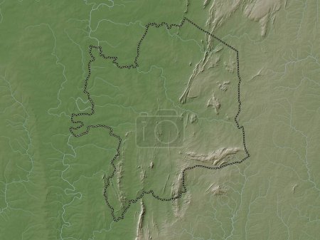 Foto de Kara, región de Togo. Mapa de elevación coloreado en estilo wiki con lagos y ríos - Imagen libre de derechos