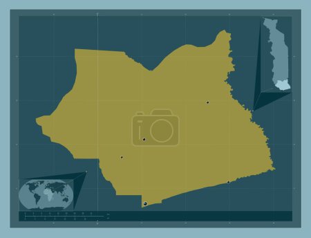 Téléchargez les photos : Maritime, region of Togo. Solid color shape. Locations of major cities of the region. Corner auxiliary location maps - en image libre de droit