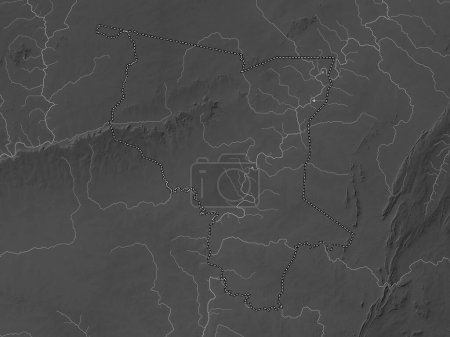 Photo for Savanes, region of Togo. Grayscale elevation map with lakes and rivers - Royalty Free Image