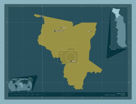 Téléchargez les photos : Savanes, region of Togo. Solid color shape. Locations and names of major cities of the region. Corner auxiliary location maps - en image libre de droit