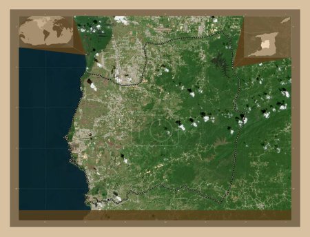 Téléchargez les photos : Couva-Tabaquite-Talparo, region of Trinidad and Tobago. Low resolution satellite map. Locations of major cities of the region. Corner auxiliary location maps - en image libre de droit