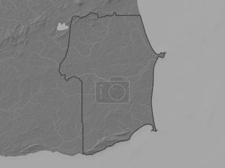 Téléchargez les photos : Rio Claro Mayaro, region of Trinidad and Tobago. Bilevel elevation map with lakes and rivers - en image libre de droit