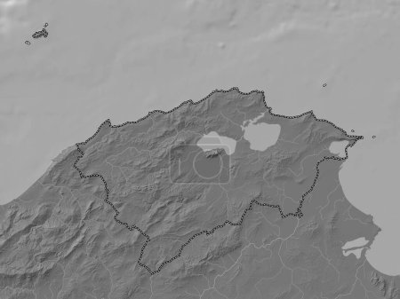 Téléchargez les photos : Bizerte, gouvernorat de Tunisie. Carte d'altitude de Bilevel avec lacs et rivières - en image libre de droit