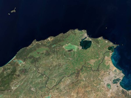 Téléchargez les photos : Bizerte, governorate of Tunisia. Low resolution satellite map - en image libre de droit