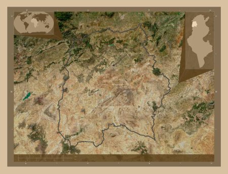 Foto de Le Kef, governorate of Tunisia. Low resolution satellite map. Corner auxiliary location maps - Imagen libre de derechos