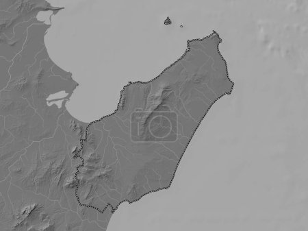 Téléchargez les photos : Nabeul, gouvernorat de Tunisie. Carte d'altitude de Bilevel avec lacs et rivières - en image libre de droit
