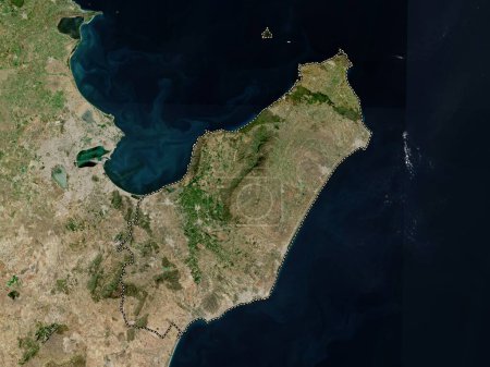 Téléchargez les photos : Nabeul, gouvernorat de Tunisie. Carte satellite basse résolution - en image libre de droit