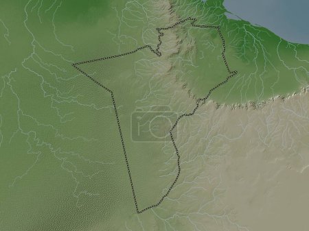 Tataouine, Gouvernement von Tunesien. Höhenkarte im Wiki-Stil mit Seen und Flüssen