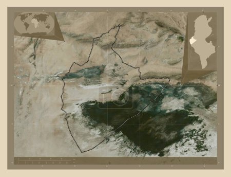 Photo for Tozeur, governorate of Tunisia. High resolution satellite map. Locations of major cities of the region. Corner auxiliary location maps - Royalty Free Image