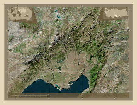 Photo for Adana, province of Turkiye. High resolution satellite map. Corner auxiliary location maps - Royalty Free Image