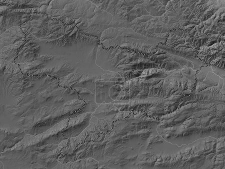 Photo pour Amasya, province of Turkiye. Grayscale elevation map with lakes and rivers - image libre de droit