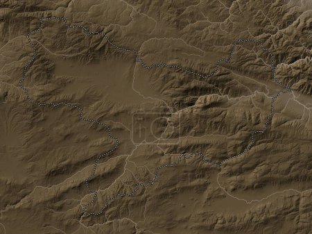 Photo pour Amasya, province of Turkiye. Elevation map colored in sepia tones with lakes and rivers - image libre de droit