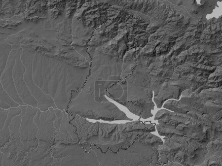 Téléchargez les photos : Batman, province of Turkiye. Grayscale elevation map with lakes and rivers - en image libre de droit