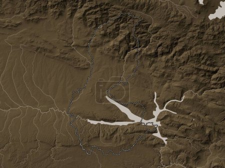 Téléchargez les photos : Batman, province of Turkiye. Elevation map colored in sepia tones with lakes and rivers - en image libre de droit