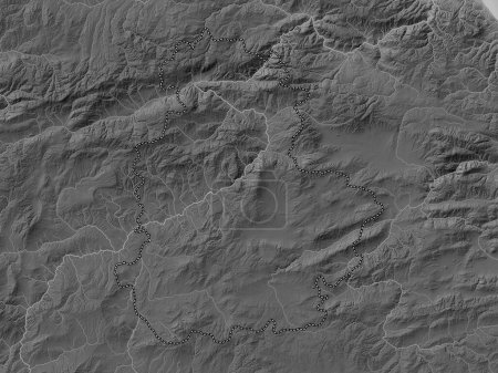 Téléchargez les photos : Corum, province of Turkiye. Grayscale elevation map with lakes and rivers - en image libre de droit