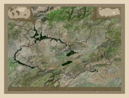 Photo for Elazg, province of Turkiye. High resolution satellite map. Corner auxiliary location maps - Royalty Free Image