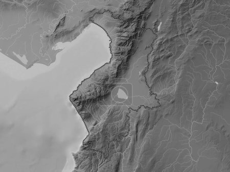 Téléchargez les photos : Hatay, province de Turkiye. Carte d'altitude en niveaux de gris avec lacs et rivières - en image libre de droit