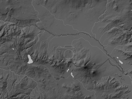 Photo for Igdr, province of Turkiye. Grayscale elevation map with lakes and rivers - Royalty Free Image