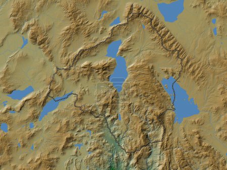 Téléchargez les photos : Isparta, province of Turkiye. Colored elevation map with lakes and rivers - en image libre de droit
