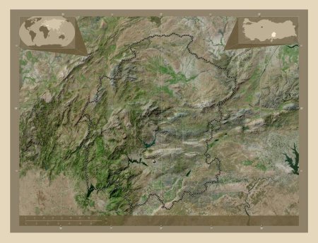 Photo for Kahramanmaras, province of Turkiye. High resolution satellite map. Corner auxiliary location maps - Royalty Free Image