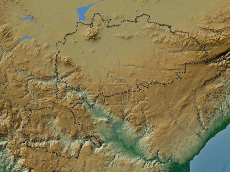 Foto de Karaman, provincia de Turkiye. Mapa de elevación de colores con lagos y ríos - Imagen libre de derechos