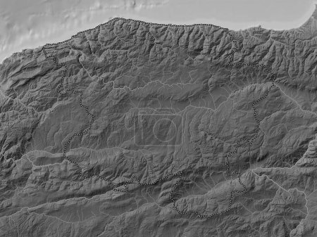 Photo for Kastamonu, province of Turkiye. Grayscale elevation map with lakes and rivers - Royalty Free Image